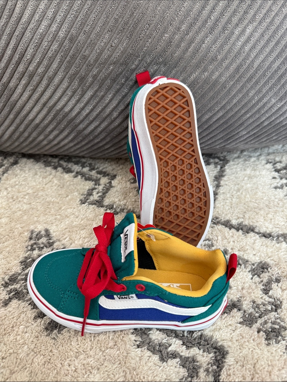 Vans Kids Colorblock Old Skool Skate Sneakers - Teal, Yellow & Red